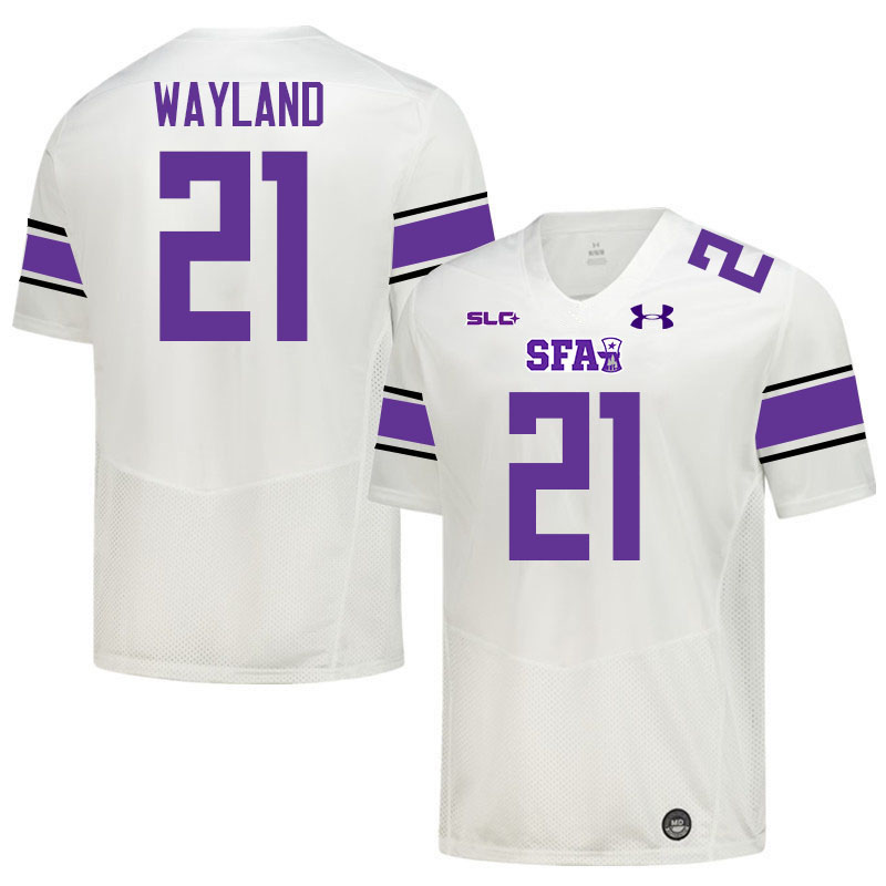 Stephen F. Austin Lumberjacks #21 Clayton Wayland College Football Jerseys,Uniforms-White